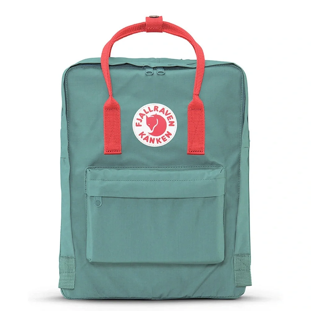 Fjallraven Kanken Frost Green Peach Pink Classic Full Size Backpack & Wallet - Picture 1 of 7